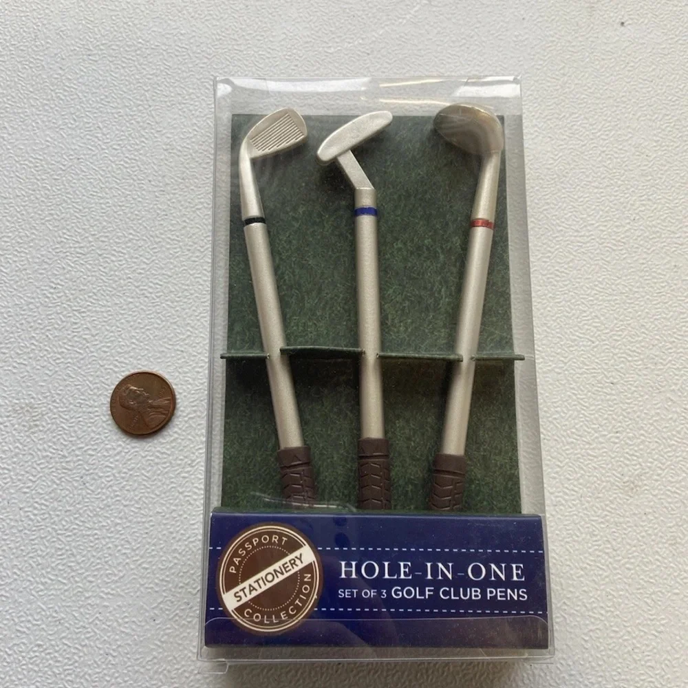 NWT Silver & Black Hole-In-One Golf Club Pens Set